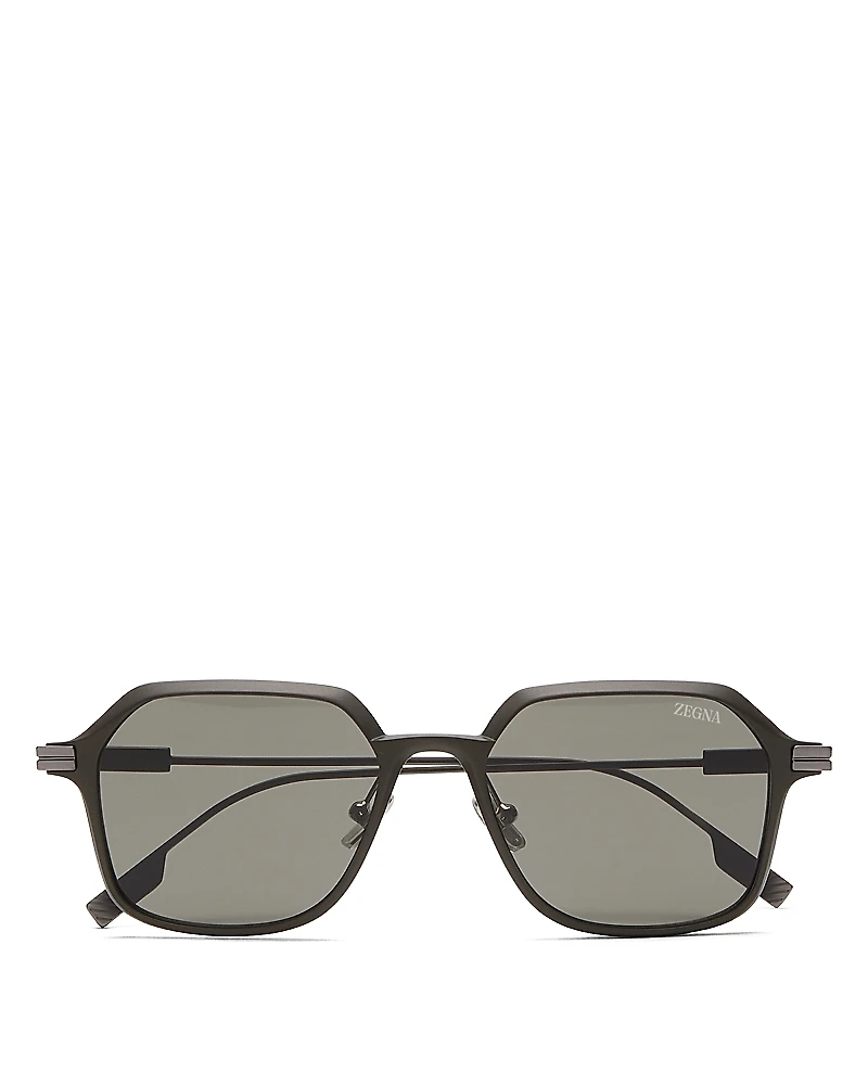 Zegna Aluminum & Metal Sunglasses, 53mm