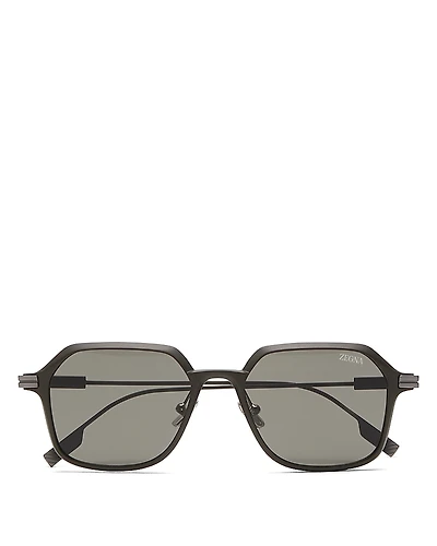 Zegna Aluminum & Metal Sunglasses, 53mm