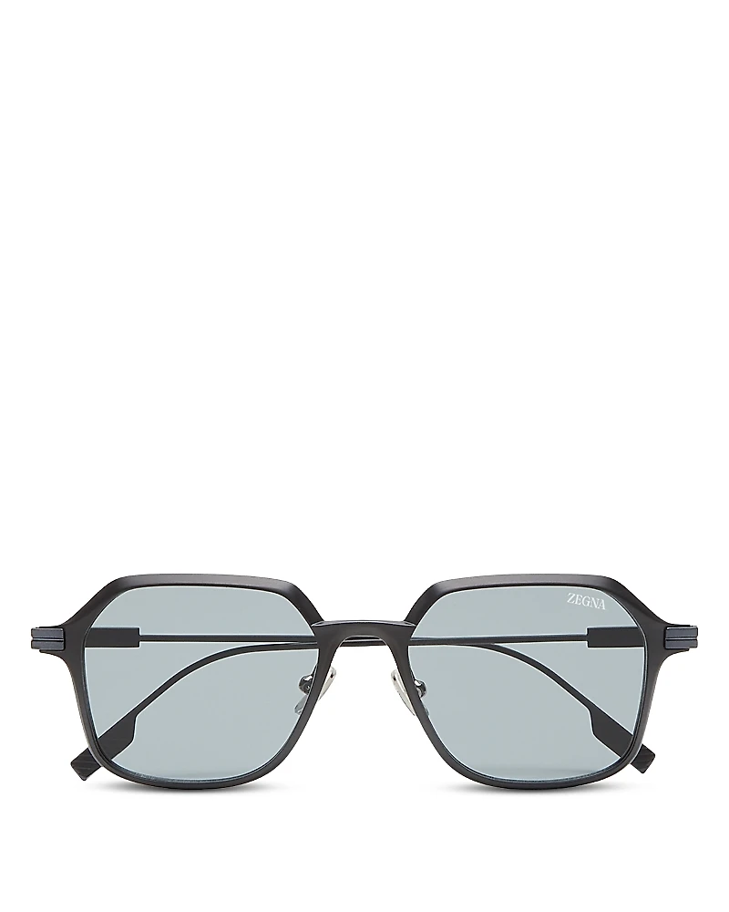 Zegna Aluminum & Metal Sunglasses, 53mm