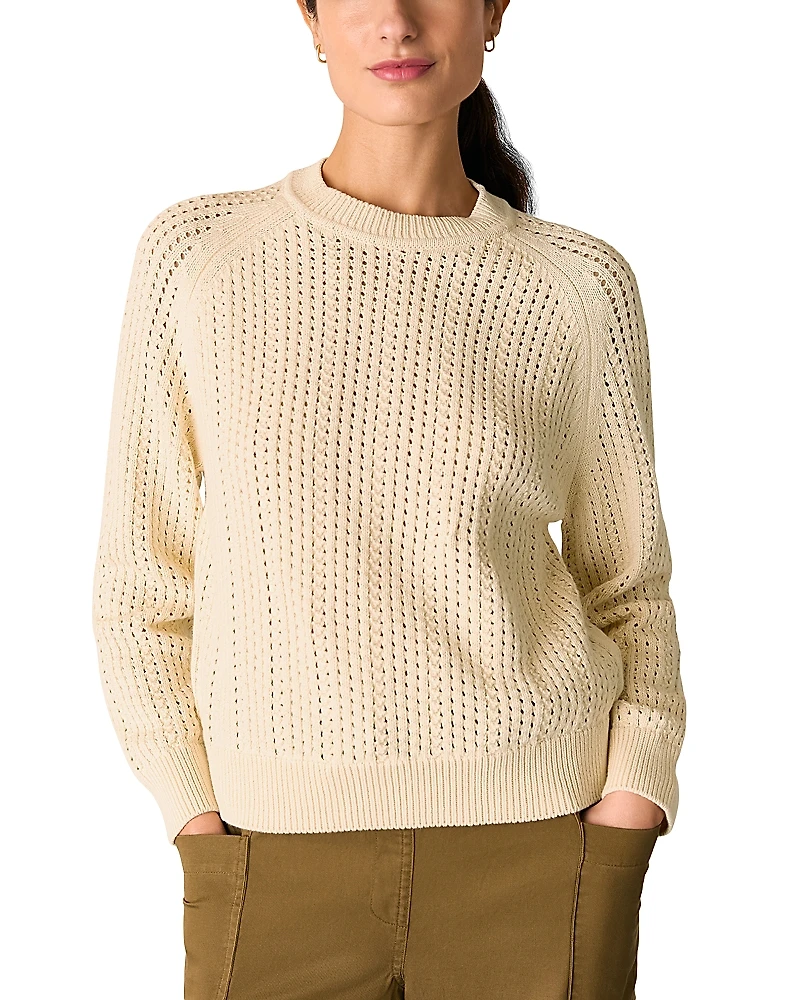 Whistles Pointelle Crewneck Knit Sweater