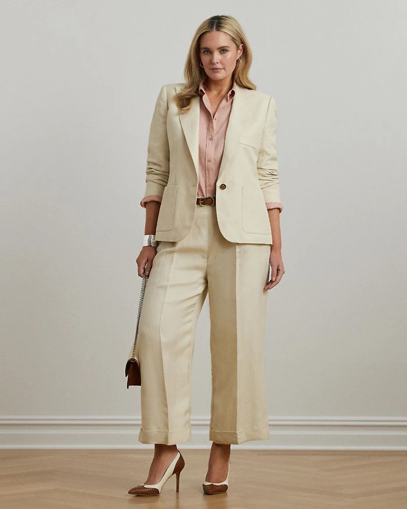 Plus Linen Blend Twill Blazer
