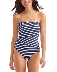 Coastline Stripe Bandeau One Piece Swimsuit