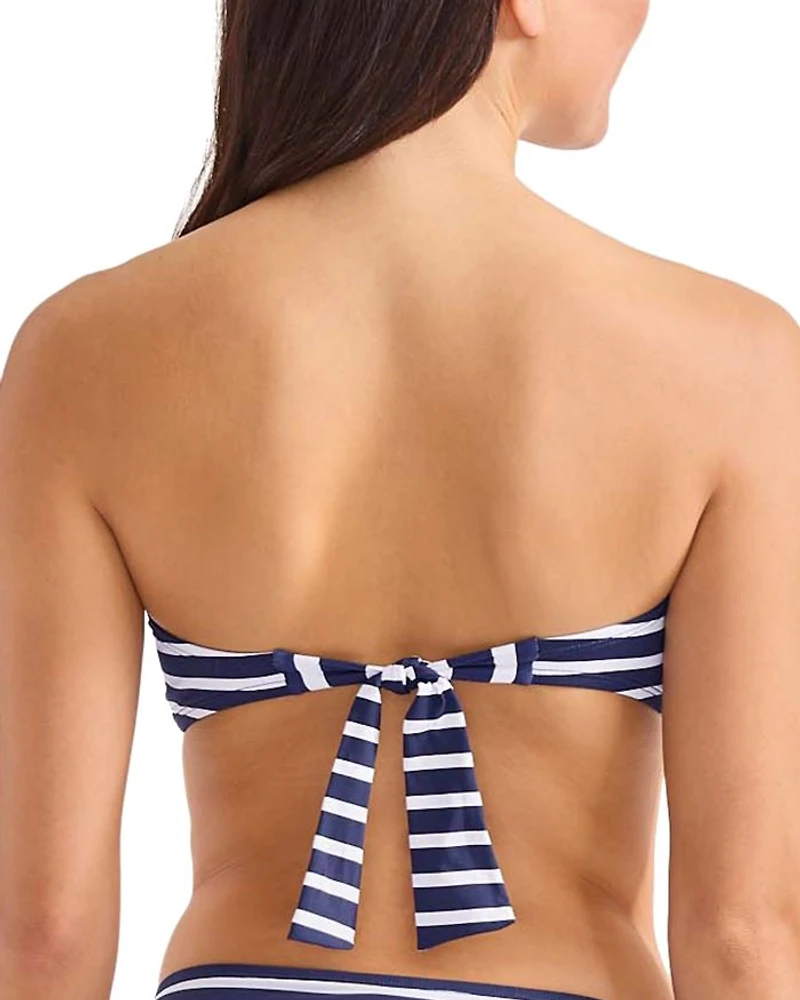 Coastline Stripe Twist Bandeau Bikini Top