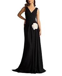 Tadashi Shoji Port Pleated Crepe Gown