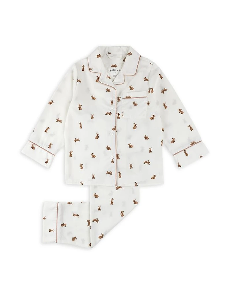 Unisex Hoppy Bunnies Poplin Pajama Set - Little Kid, Big Kid