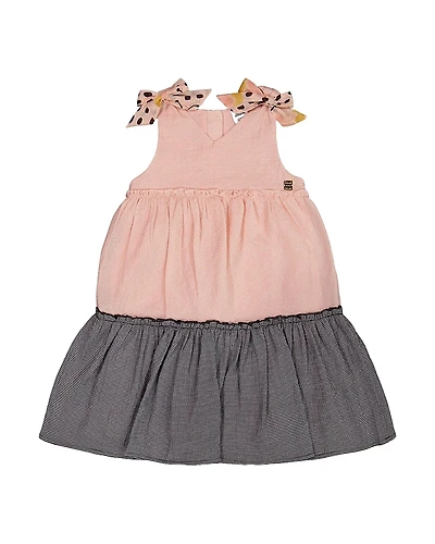 Deux par Girls' Tiered Dress with Bows - Little Kid