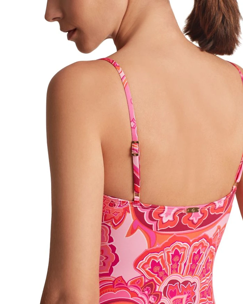 Paisley Square Neck Lingerie One Piece Swimsuit