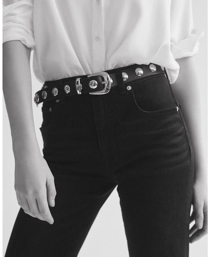 Women's Studded Dome Leather Belt
