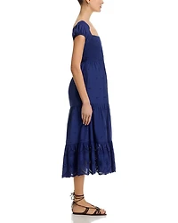 Eyelet Smocked Midi Dress