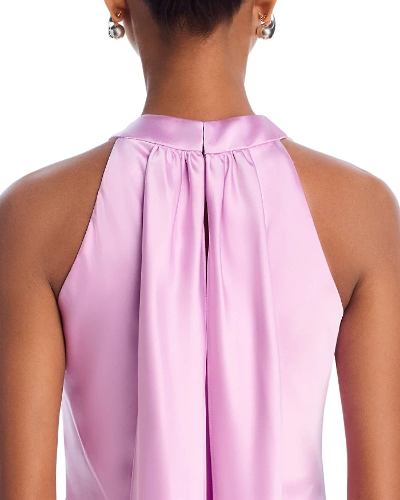 Long Satin Tie Neck Gown - Exclusive