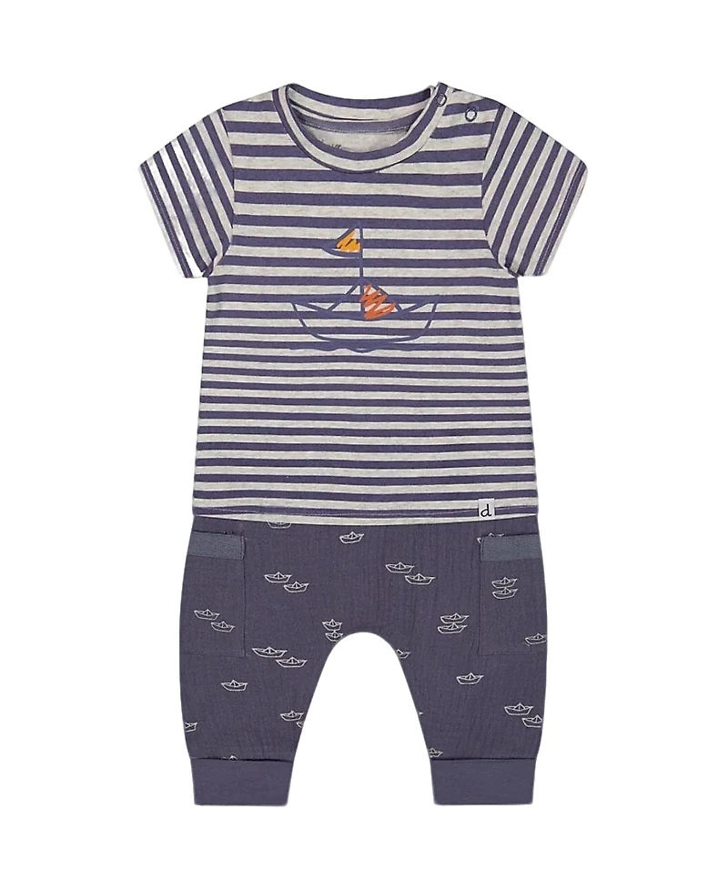 Deux par Boys' Organic Cotton Top and Muslin Pant Set - Baby