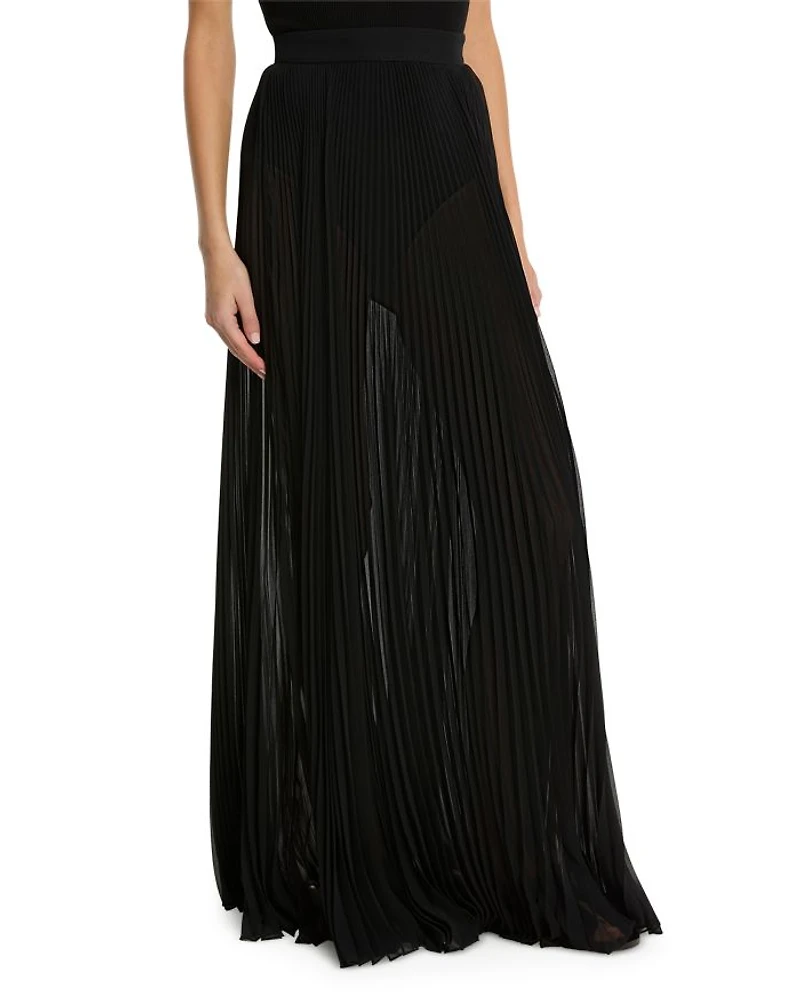 Pleated Chiffon Maxi Skirt