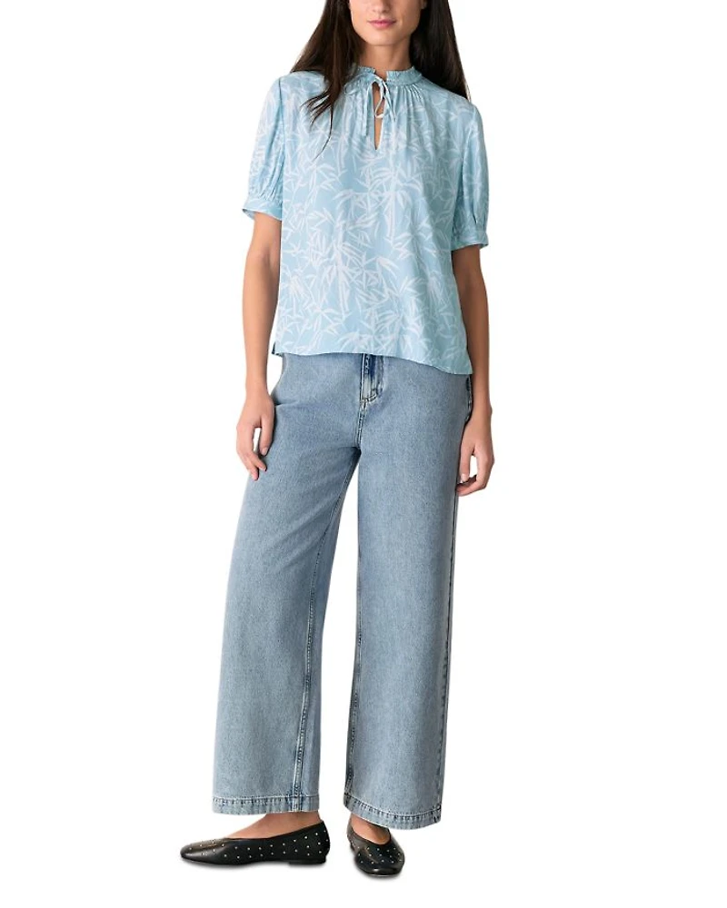 Leaves Tie Neck Blouse