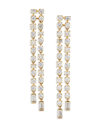 Nadri Cubic Zirconia Double Row Linear Drop Earrings