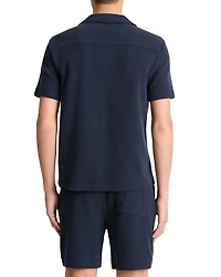 Cotton Blend Bouclé Regular Fit Button Down Camp Shirt
