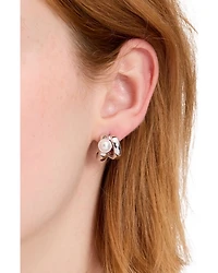 Keep Sparkling Imitation Pearl Double Huggie Hoop Earrings