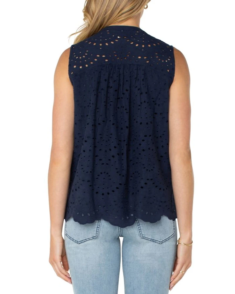 Eyelet Pintuck Front Top