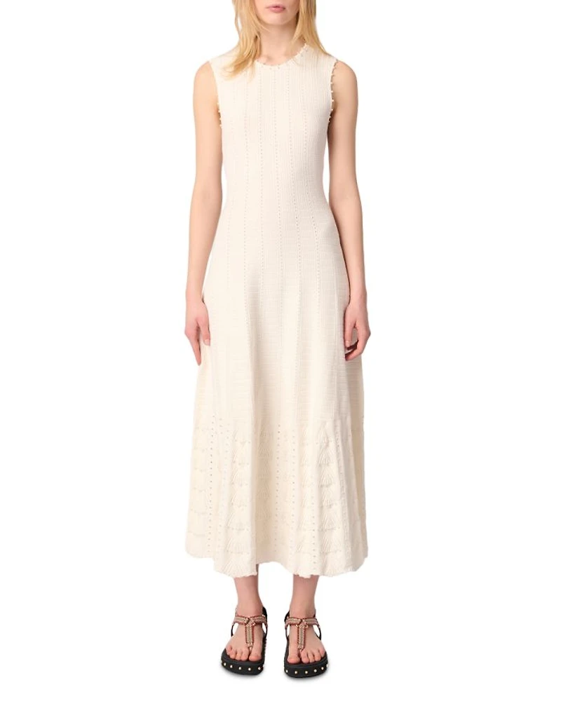 Beaded Pointelle Knit Dress