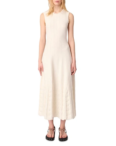 Beaded Pointelle Knit Dress