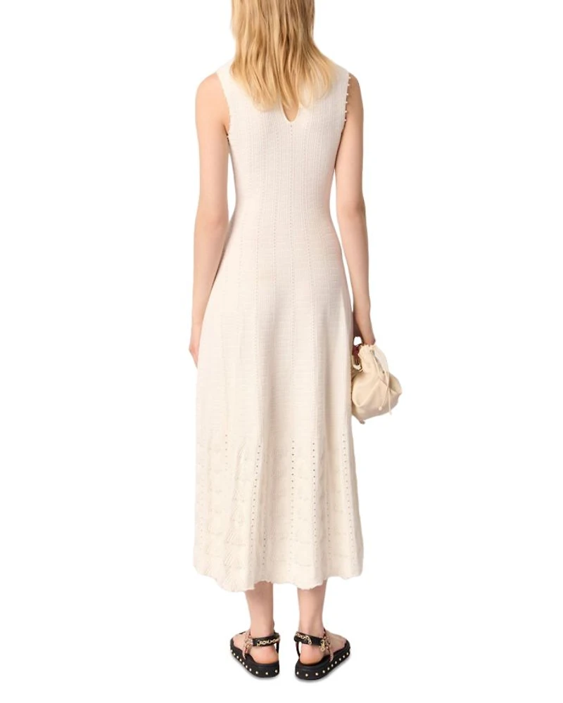 Beaded Pointelle Knit Dress