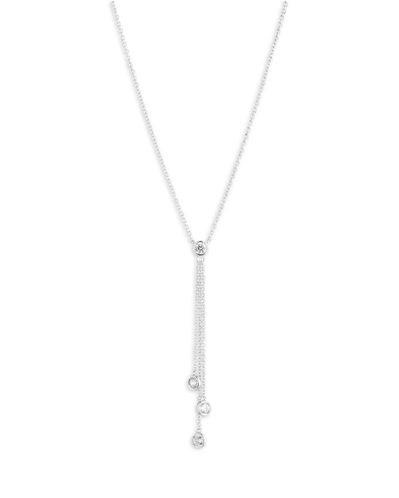 Cubic Zirconia Lariat Necklace in Sterling Silver