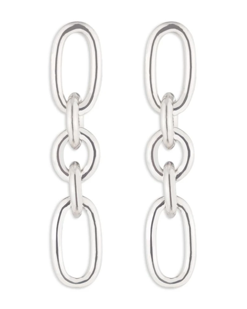 Link Linear Drop Earrings in Sterling Silver