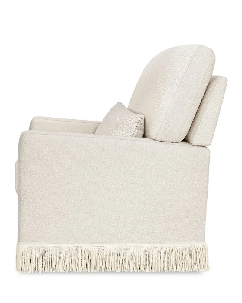 Crawford Pillowback Comfort Swivel Glider - Bouclé with Tassel Fringe