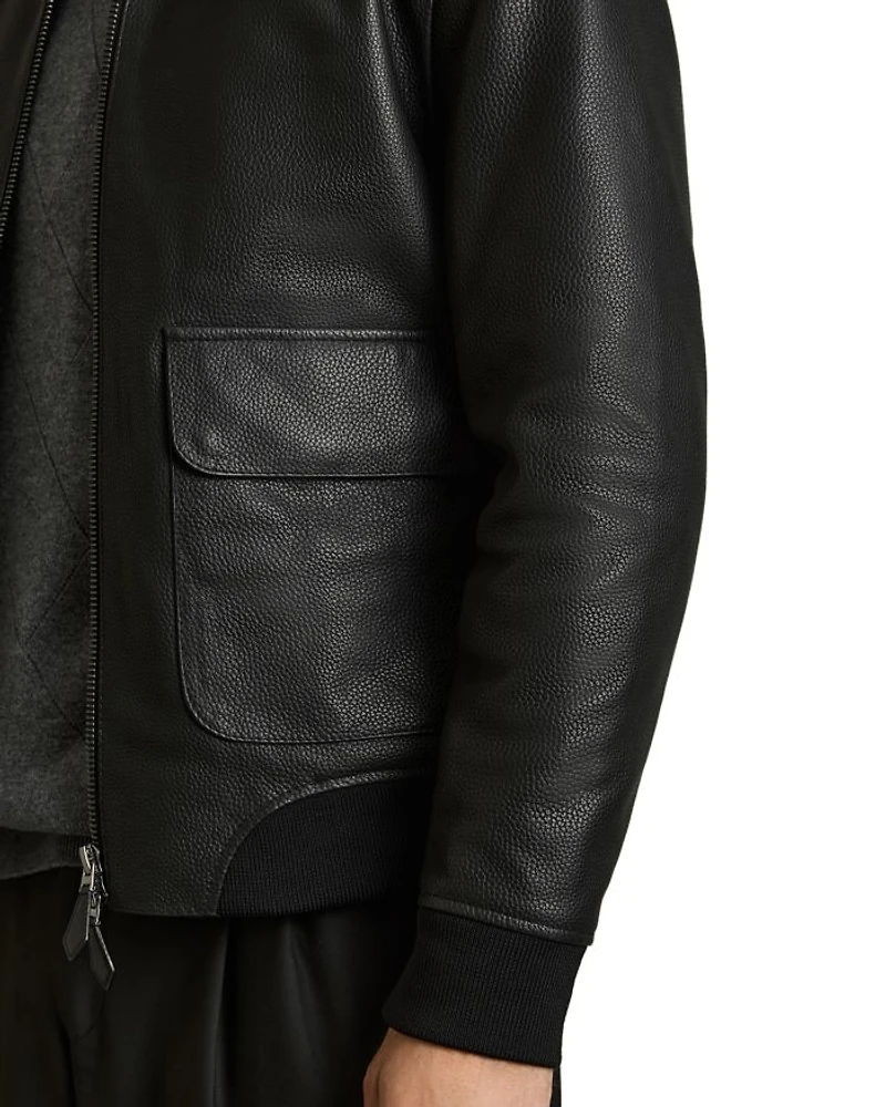 Slim Fit Reed Pebble Grain Leather Jacket