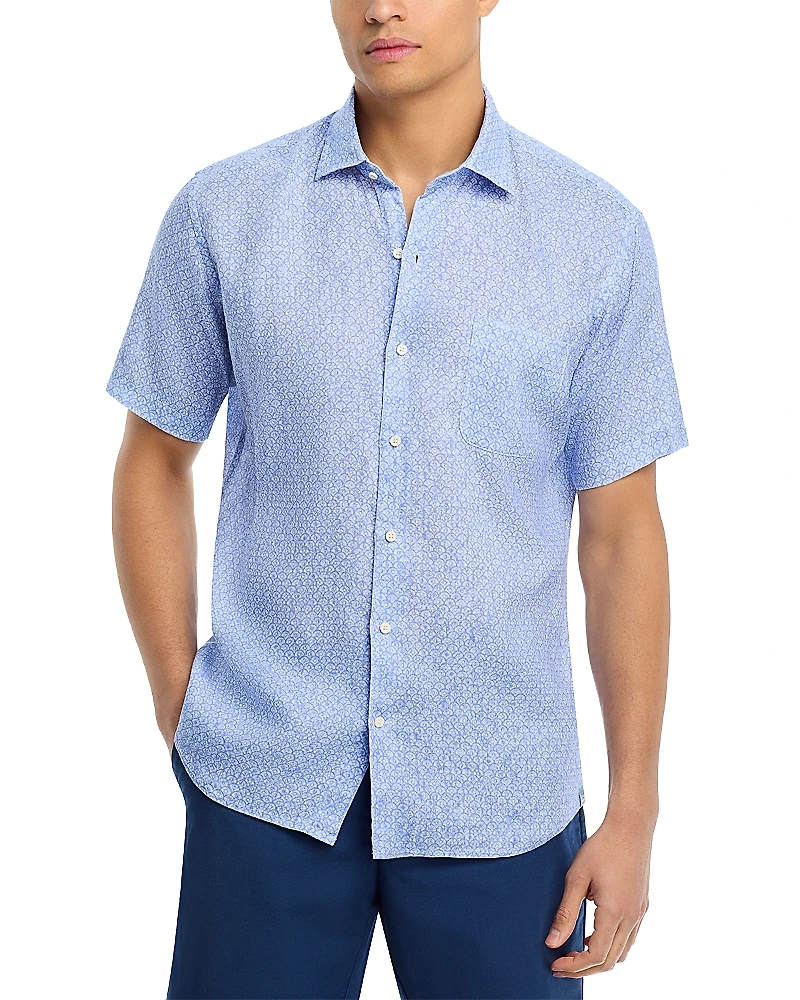 Peter Millar Champlain Linen Short Sleeve Button Front Shirt