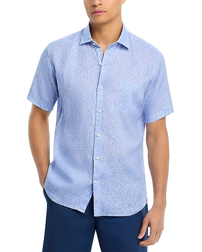 Peter Millar Champlain Linen Short Sleeve Button Front Shirt