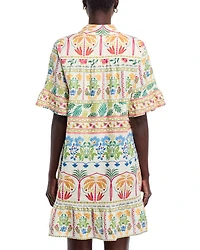 Linen Flounce Hem Shirt Dress