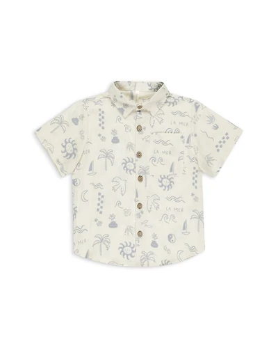 Boys' Mediterranean Print Short Sleeve Linen Shirt - Little Kid