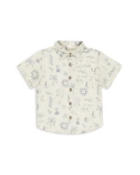 Boys' Mediterranean Print Short Sleeve Linen Shirt - Little Kid