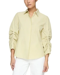 Ruched Sleeve Button Up Shirt