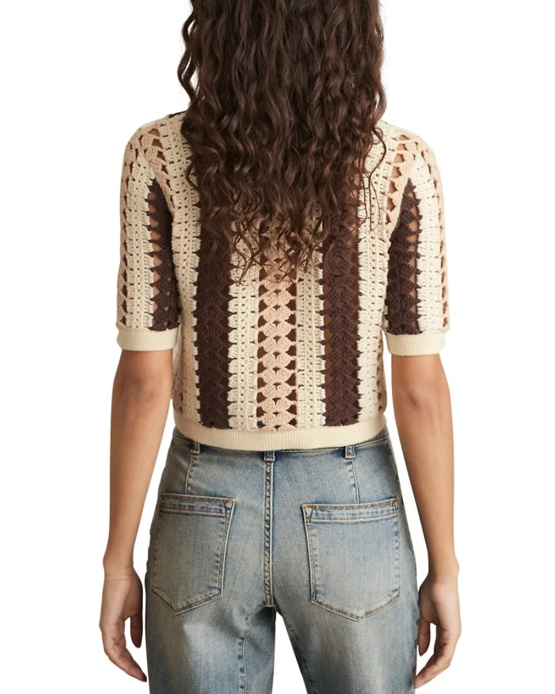 Roni Crochet Button Front Top