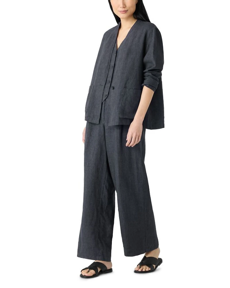 Washed Linen Délavé High Collar Jacket
