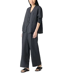 Washed Linen Délavé High Collar Jacket