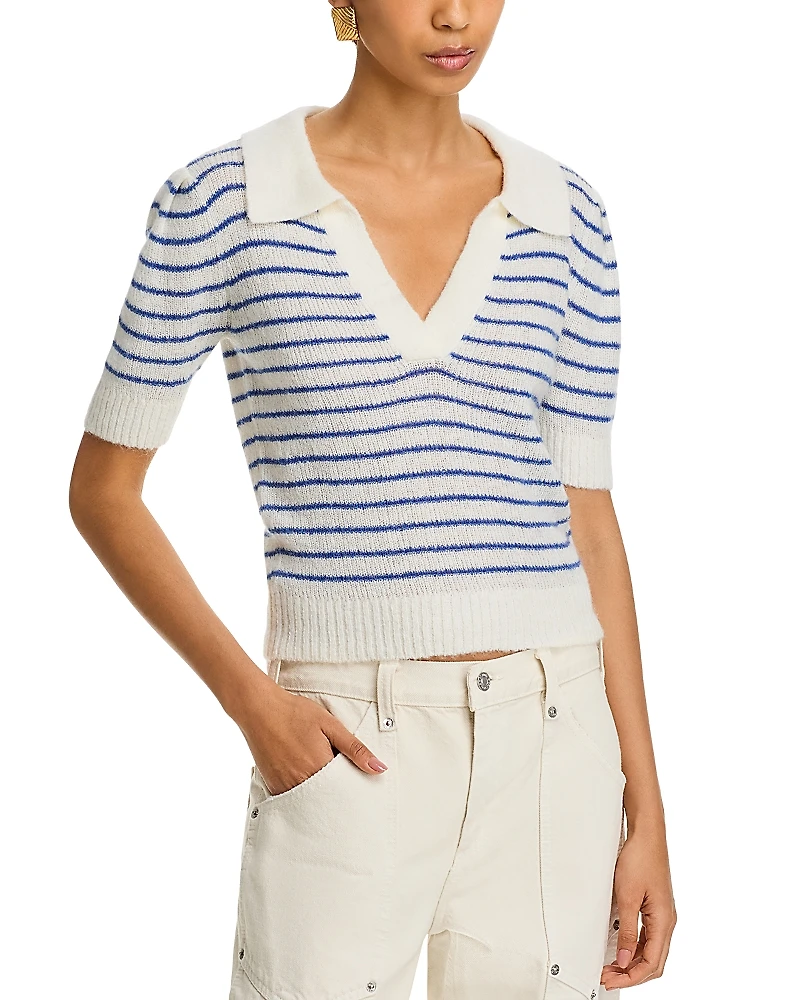 Pistola Billie V Neck Polo Crochet Sweater