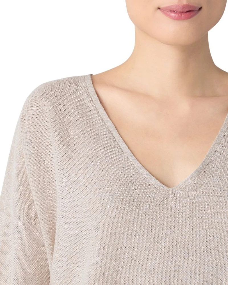 Linen Cotton V Neck Sweater