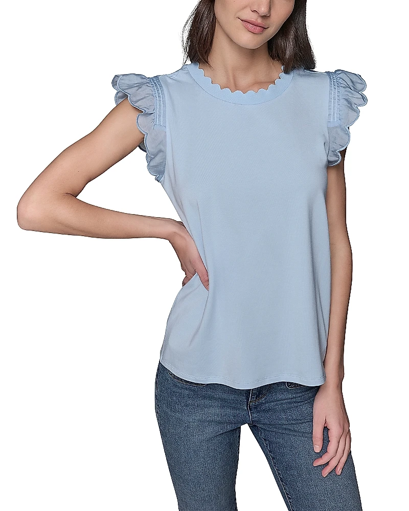 Karl Lagerfeld Paris Sleeveless Ruffled Top