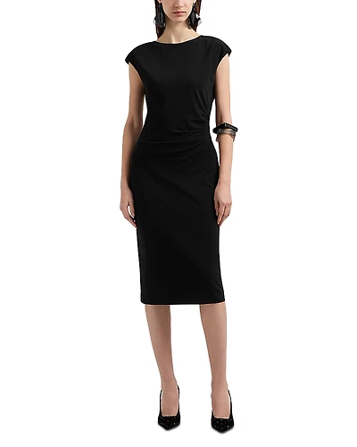 Emporio Armani Cap Sleeve Fluid Crepe Jersey Sheath Dress