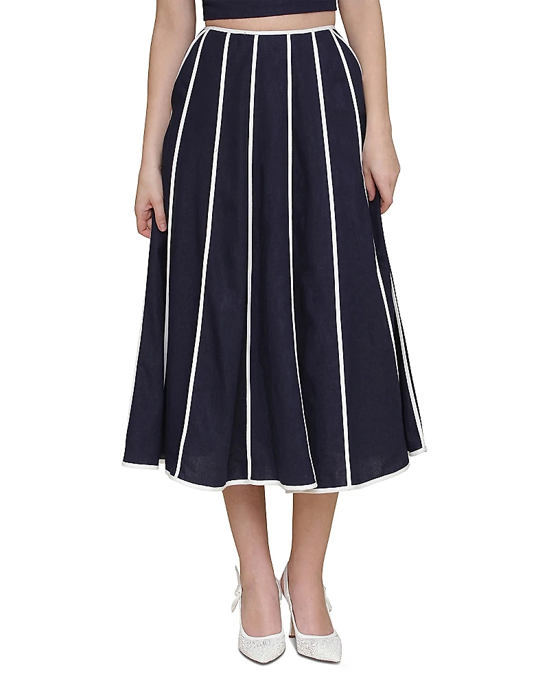 Avec Les Filles Seamed Midi Skirt