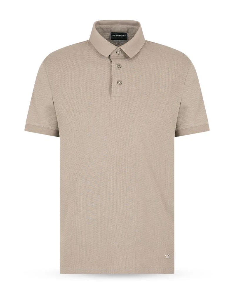 Textured Cotton Allover Jacquard Chevron Motif Polo
