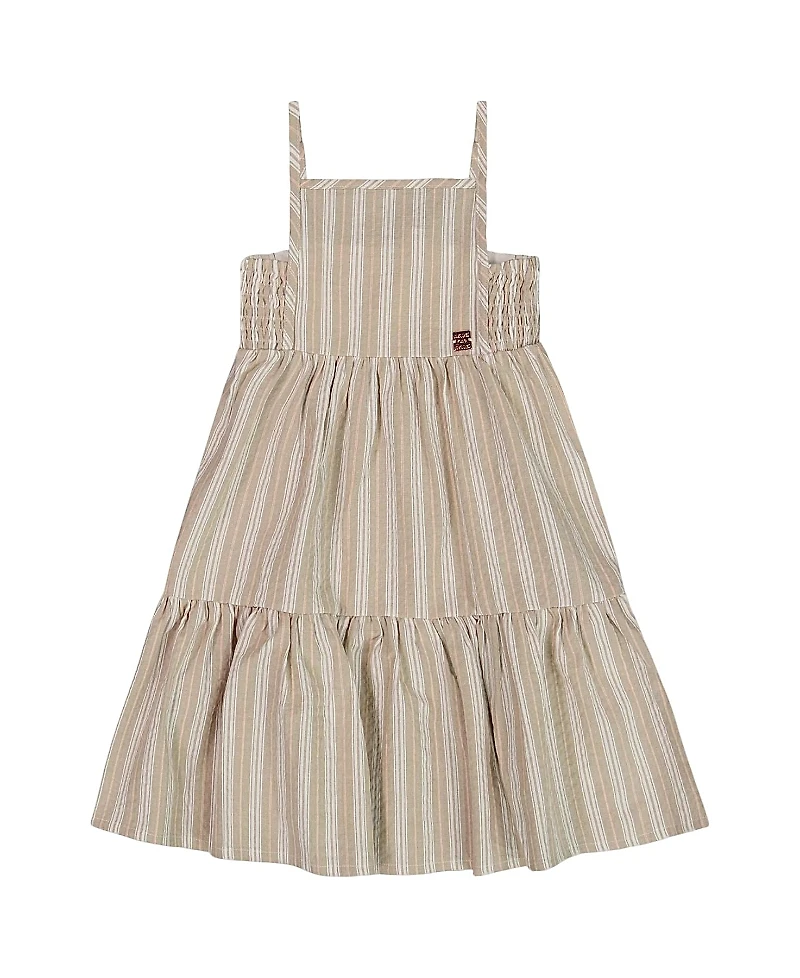 Deux par Girls' Sleeveless Linen Striped Dress - Little Kid