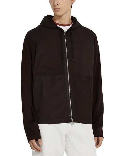 Zegna Zip Front Fleece Hoodie