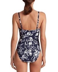 Printed Over The Shoulder One Piece Swimsuit