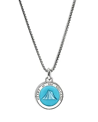 Men's Sterling Silver Modern Talisman Enamel Heart of the Volcano Pendant Necklace, 22"