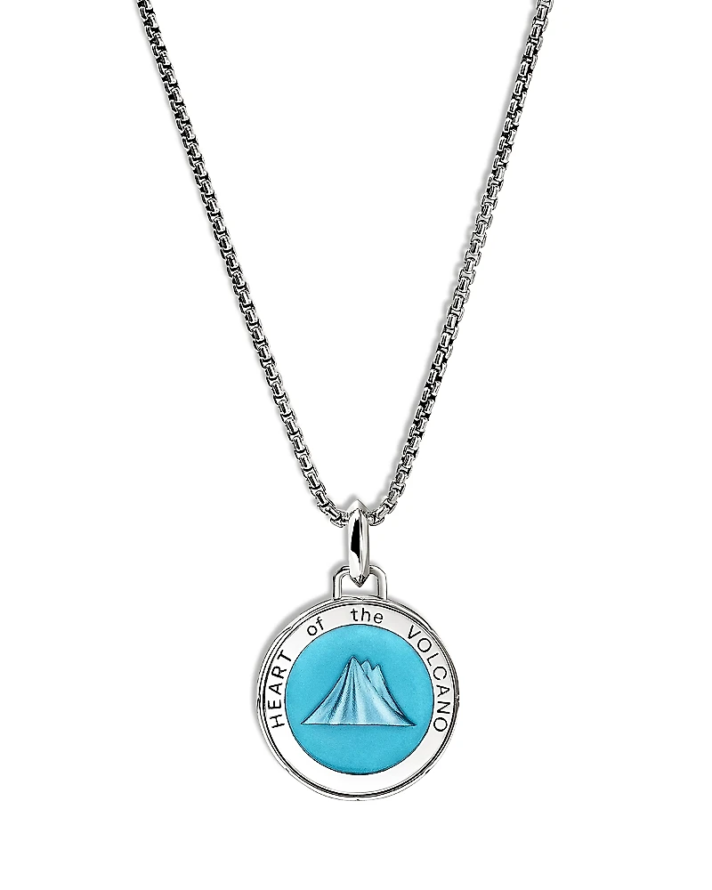 John Hardy Men's Sterling Silver Modern Talisman Enamel Heart of the Volcano Pendant Necklace, 22