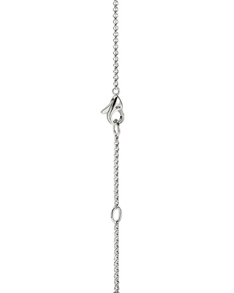 Men's Sterling Silver Modern Talisman Diamond Shark Tooth Pendant Necklace, 22"