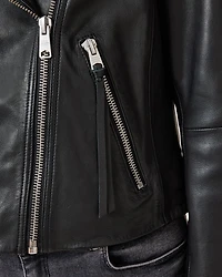 Dalby Slim Fit Leather Biker Jacket